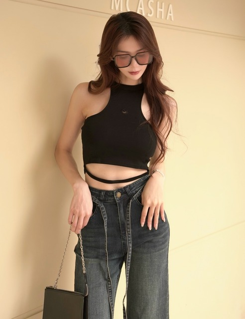 ➤削肩簍空愛心胸墊背心(5色)