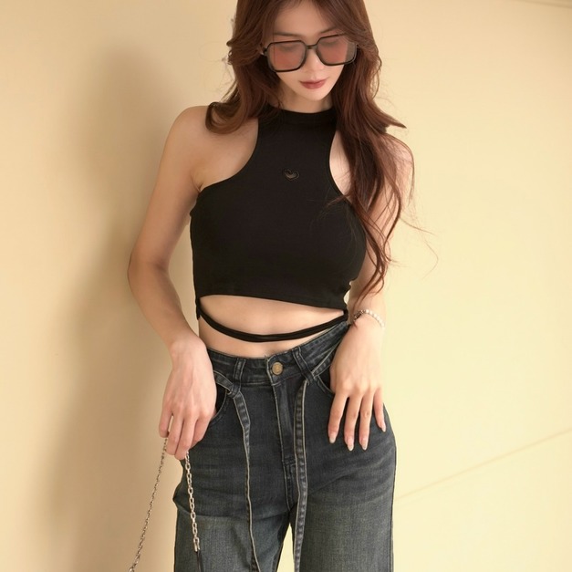 ➤削肩簍空愛心胸墊背心(5色)