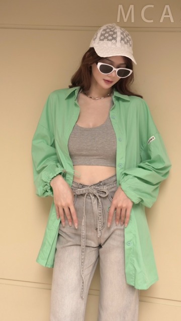 ➤後開岔立領寬鬆襯衫(2色)