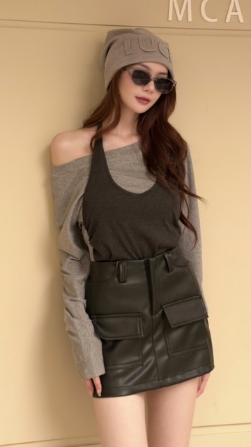 慵懶舒適假兩件綁脖長袖上衣(2色)