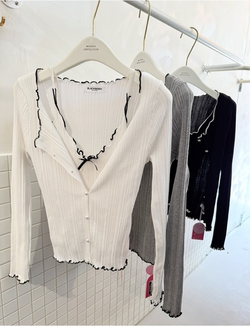 ➤韓國柔軟軟針織背心搭配珍珠長袖外套(3色)