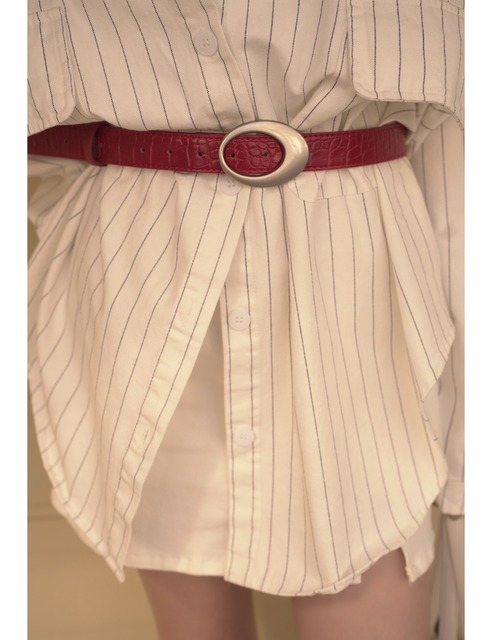 超時髦紅色鱷魚紋皮帶