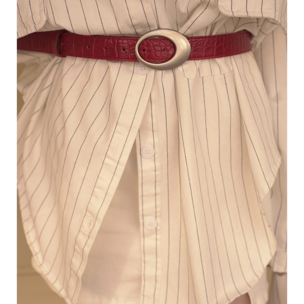 超時髦紅色鱷魚紋皮帶