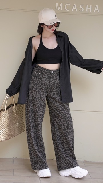 ➤時髦豹紋寬褲S~L