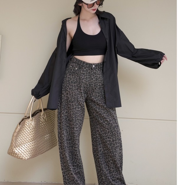 ➤時髦豹紋寬褲S~L