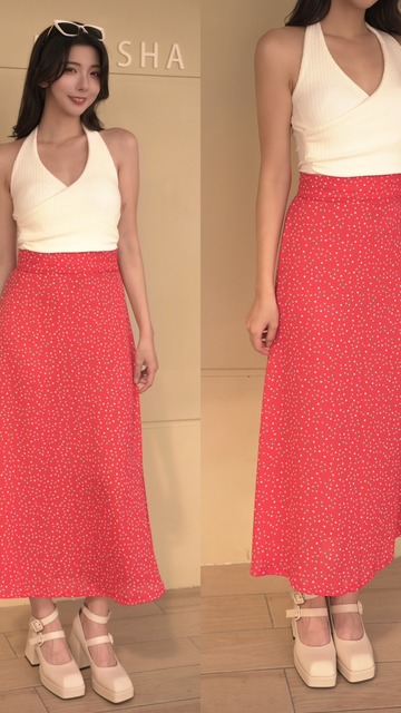 ➤韓國小碎花鬆緊長裙 (2色)