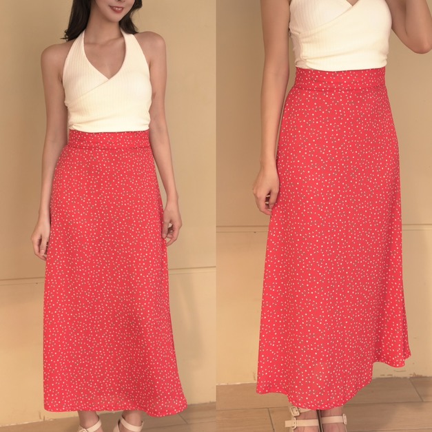 ➤韓國小碎花鬆緊長裙 (2色)