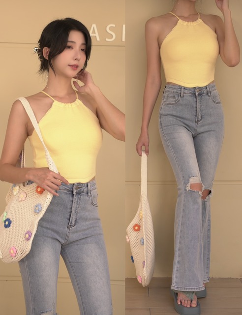 ➤四季百搭削肩針織胸墊背心 (5色)