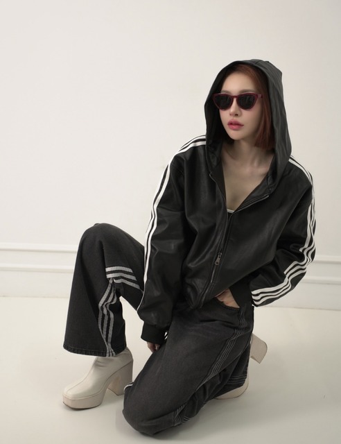 高CP有重量時尚連帽皮外套