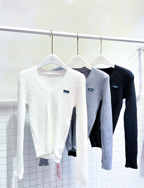 ➤V領小標美式針織衫(3色)