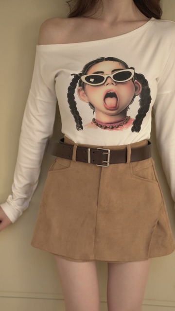 復古麂皮鬆緊褲裙S~L (2色)