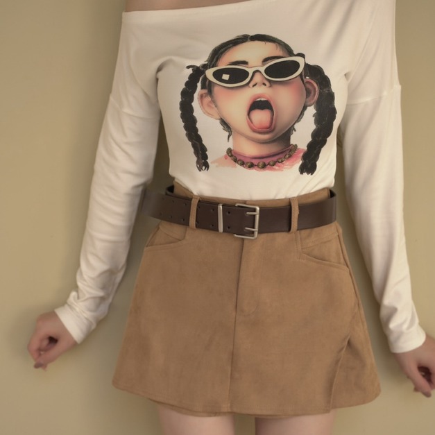 ➤復古麂皮鬆緊褲裙S~L (2色)