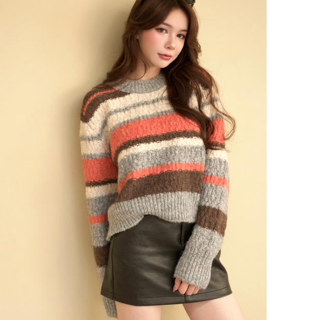 ➤QQ毛撞色柔軟毛衣(2色)