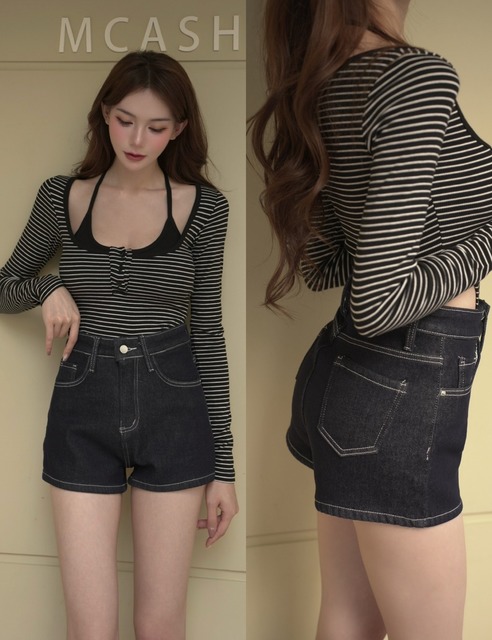 ➤丹寧百搭刷毛短褲(2色)S~L