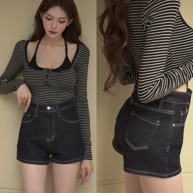 ➤丹寧百搭刷毛短褲(2色)S~L