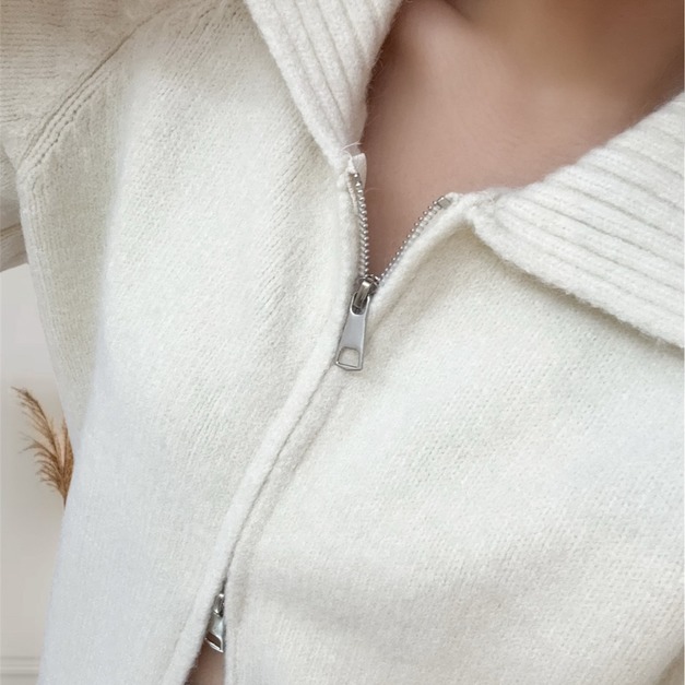 ➤暖暖厚實雙頭拉鍊翻領毛衣(4色)