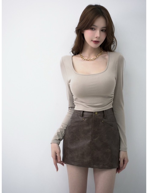 ➤觸感極好舒適棉質胸墊長袖上衣(4色)