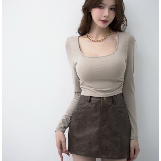 ➤觸感極好舒適棉質胸墊長袖上衣(4色)