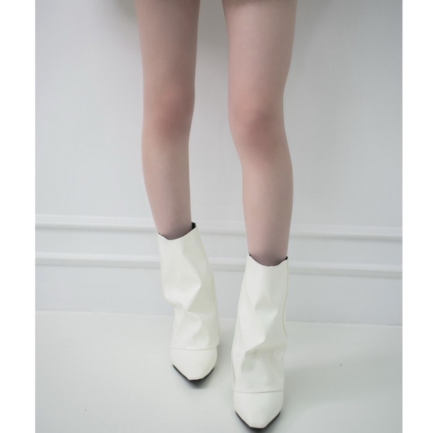 亮皮尖頭楔型短靴35-39