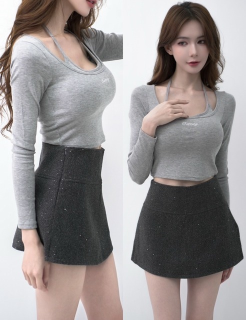 ➤草寫胸墊長袖上衣(3色)