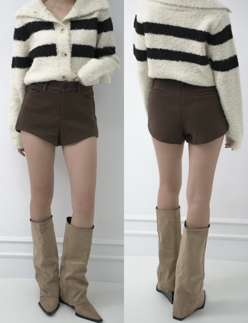 ➤單釦厚實布面短褲S-L(3色）