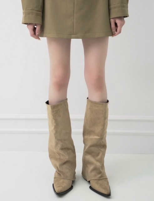 時髦麂皮超好看不掉桶堆堆靴35-39