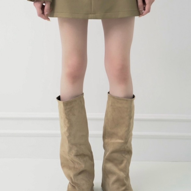 時髦麂皮超好看不掉桶堆堆靴35-39