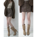 韓國麂皮尖頭高跟短靴 (2色) 36-40_1