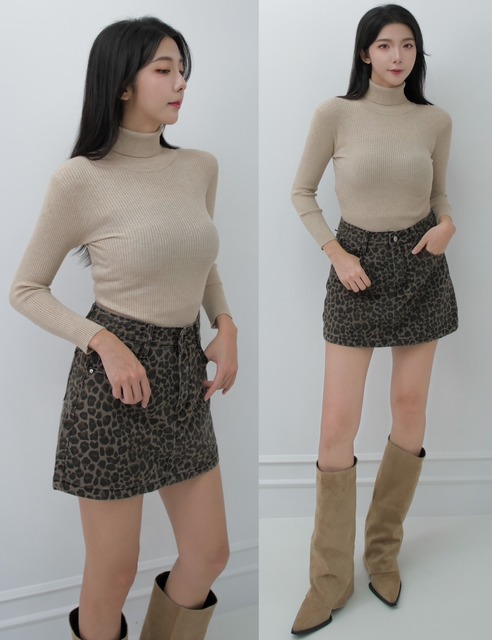 ➤百搭高領抗條素T(6色)