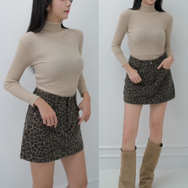 ➤百搭高領抗條素T(6色)