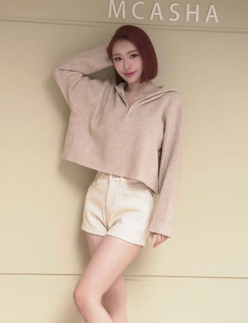 ➤鬆餅格連帽針織拉鍊上衣(3色)