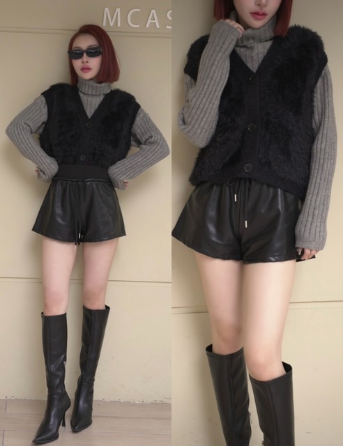 ➤水貂毛排釦時髦好搭配無袖背心(5色)