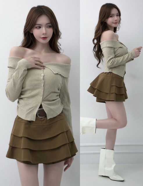 ➤落肩氣質排釦針織上衣 (4色)