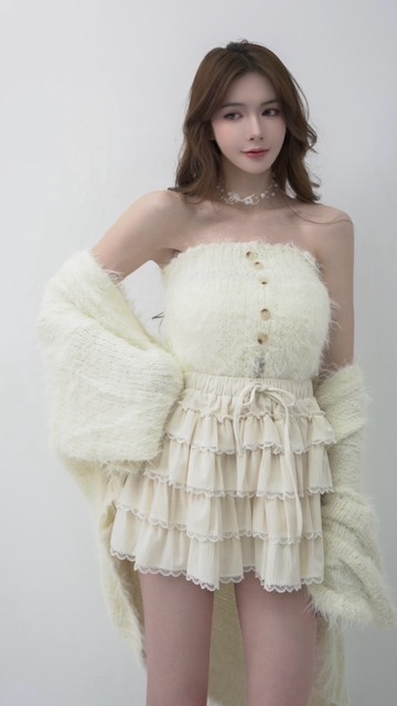 ➤氣質絨面緹花蛋糕裙（3色）