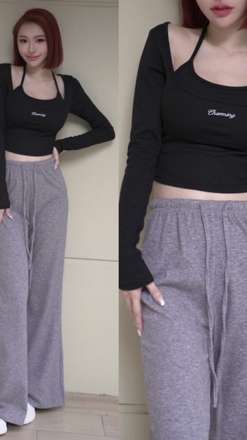 草寫胸墊長袖上衣(3色)