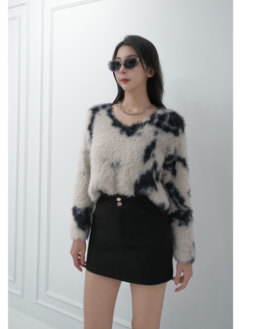 正韓海馬毛水墨紋上衣(3色)