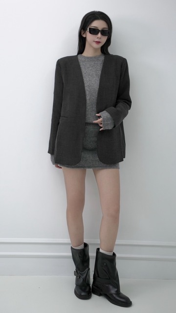 韓系開襟斜紋布質感長版外套(2色)