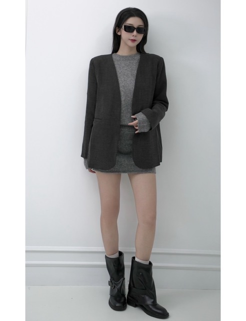 韓系開襟斜紋布質感長版外套(2色)