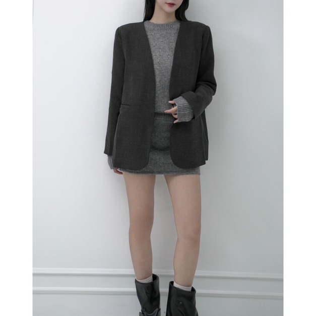 韓系開襟斜紋布質感長版外套(2色)