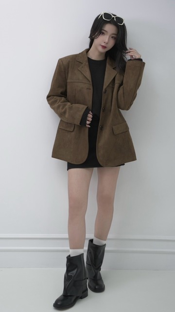 韓國麂皮西裝外套(2色)