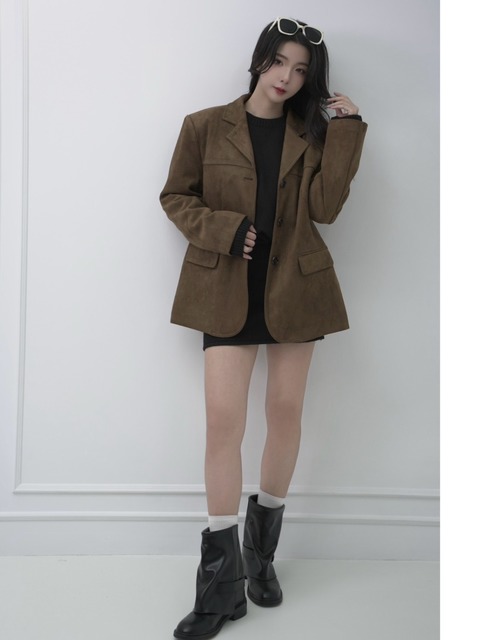 韓國麂皮西裝外套(2色)