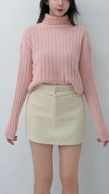 雙釦毛呢氣質短裙S~L (3色)