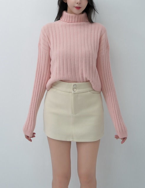 雙釦毛呢氣質短裙S~L (3色)