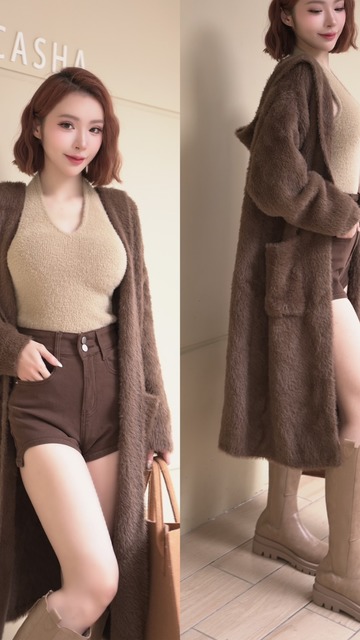 值得收藏連毛海馬毛長版外套(5色)