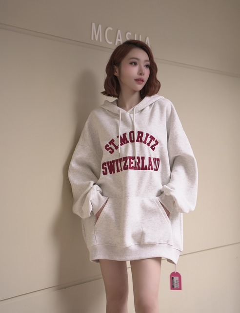 多色字母中磅棉質寬鬆帽T (6色)