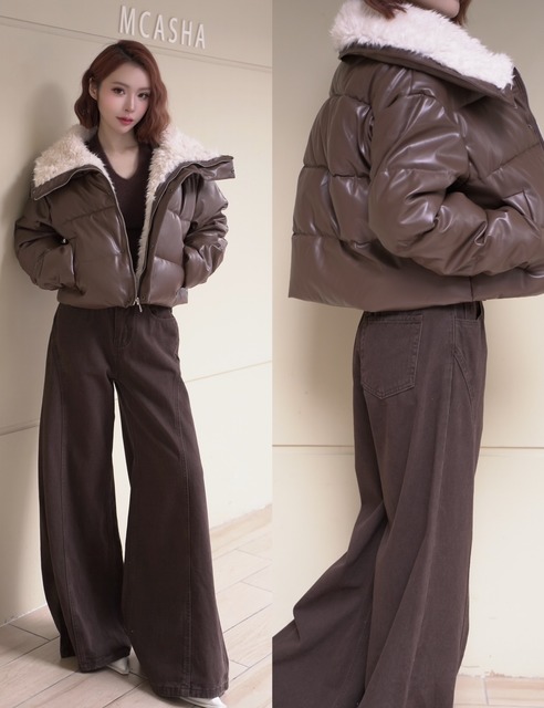 米其林麵包鋪棉皮質外套 (3色)