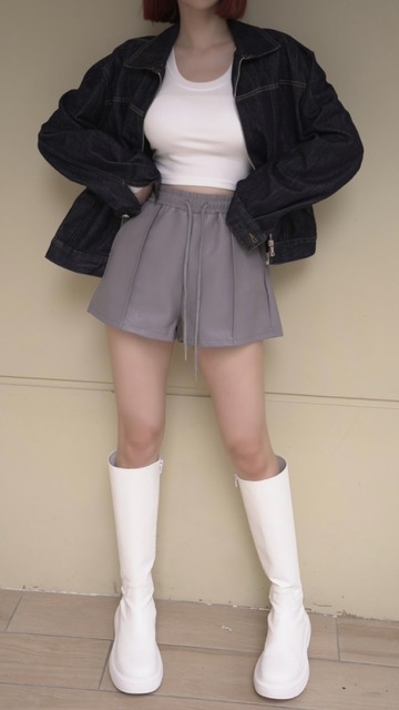 鬆緊抽繩皮短褲(4色)