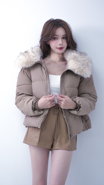 毛毛領縮腰鋪棉外套(3色)