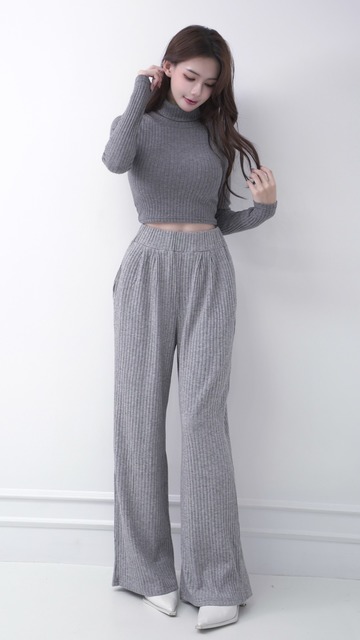 修飾腿型高腰舒適鬆緊長褲(3色)