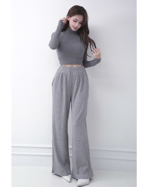 修飾腿型高腰舒適鬆緊長褲(3色)